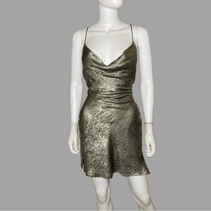 Princess Polly Zeera Meallic‎ Cowl Neck Ruched Mini Dress